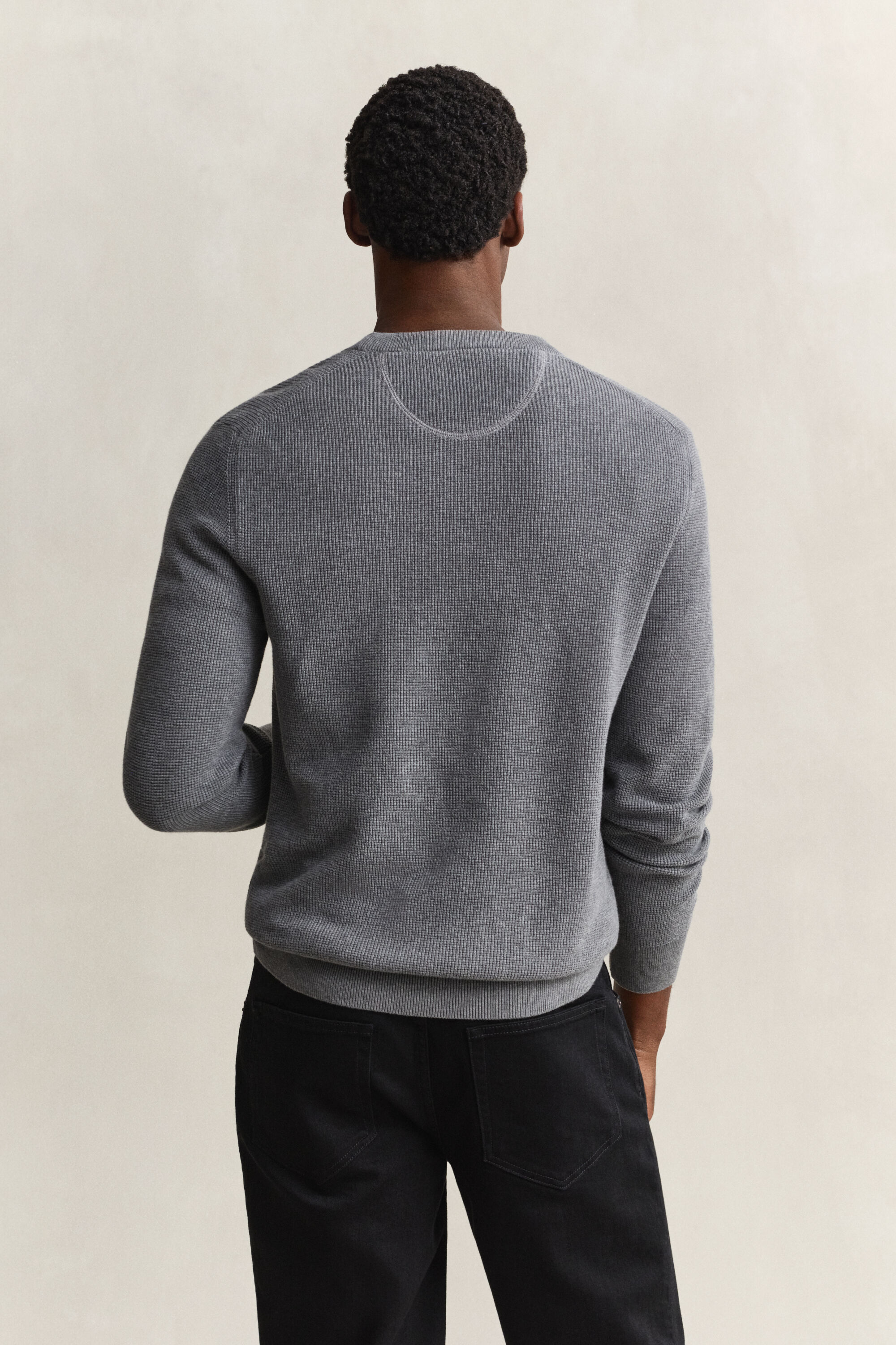 Maglia girocollo in cotone testurizzato