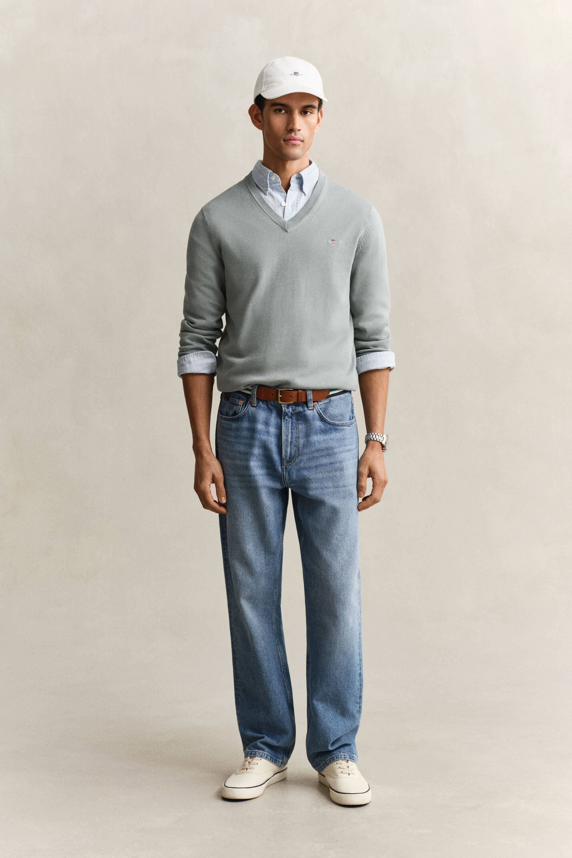 Maglia in cotone con scollo a V classico