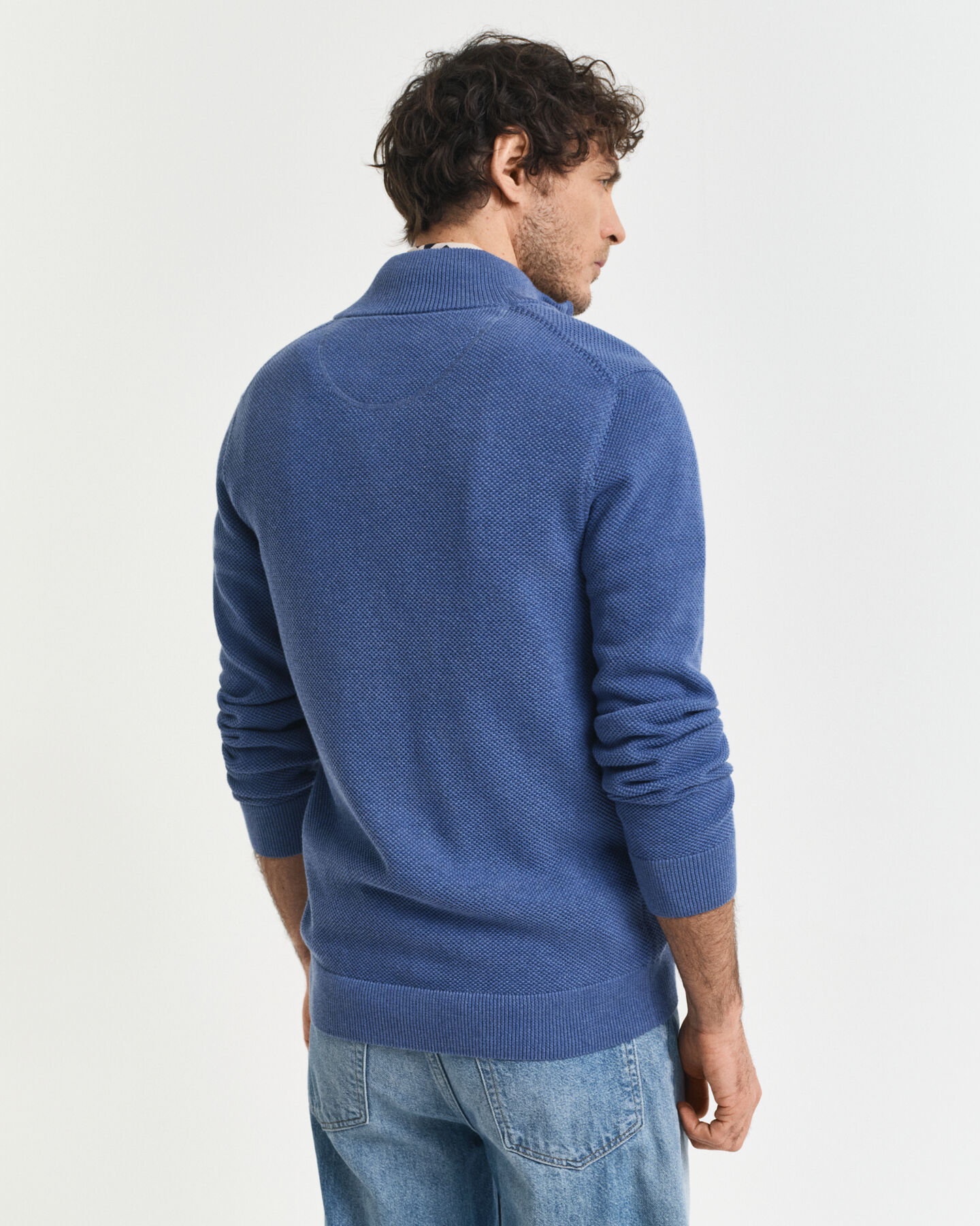 Cardigan con zip in piqué di cotone