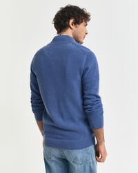 Cardigan con zip in piqué di cotone