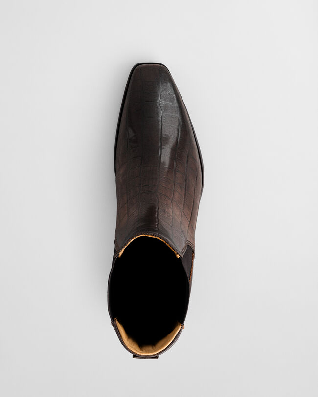 Stivaletti Bassotte in pelle effetto coccodrillo