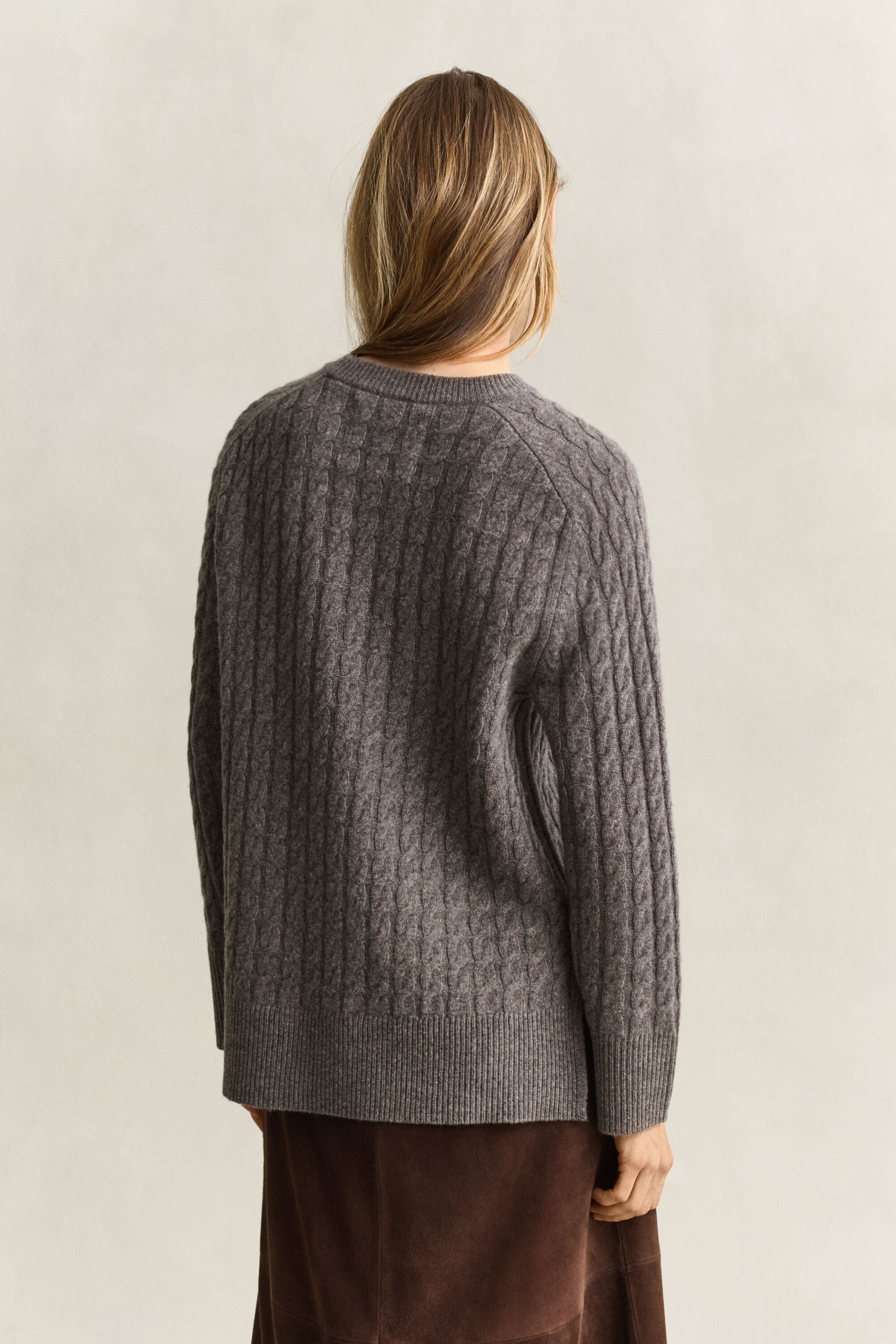 Maglia a trecce in cashmere e lana