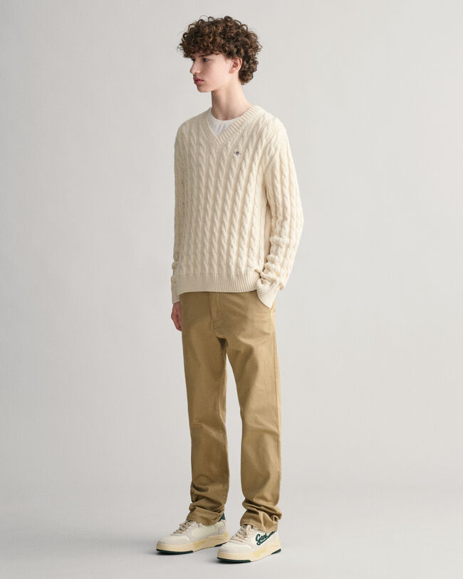 Maglia con scollo a V a trecce Shield Teens