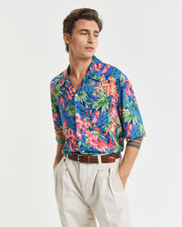 Camicia a maniche corte con stampa Tropical relaxed fit