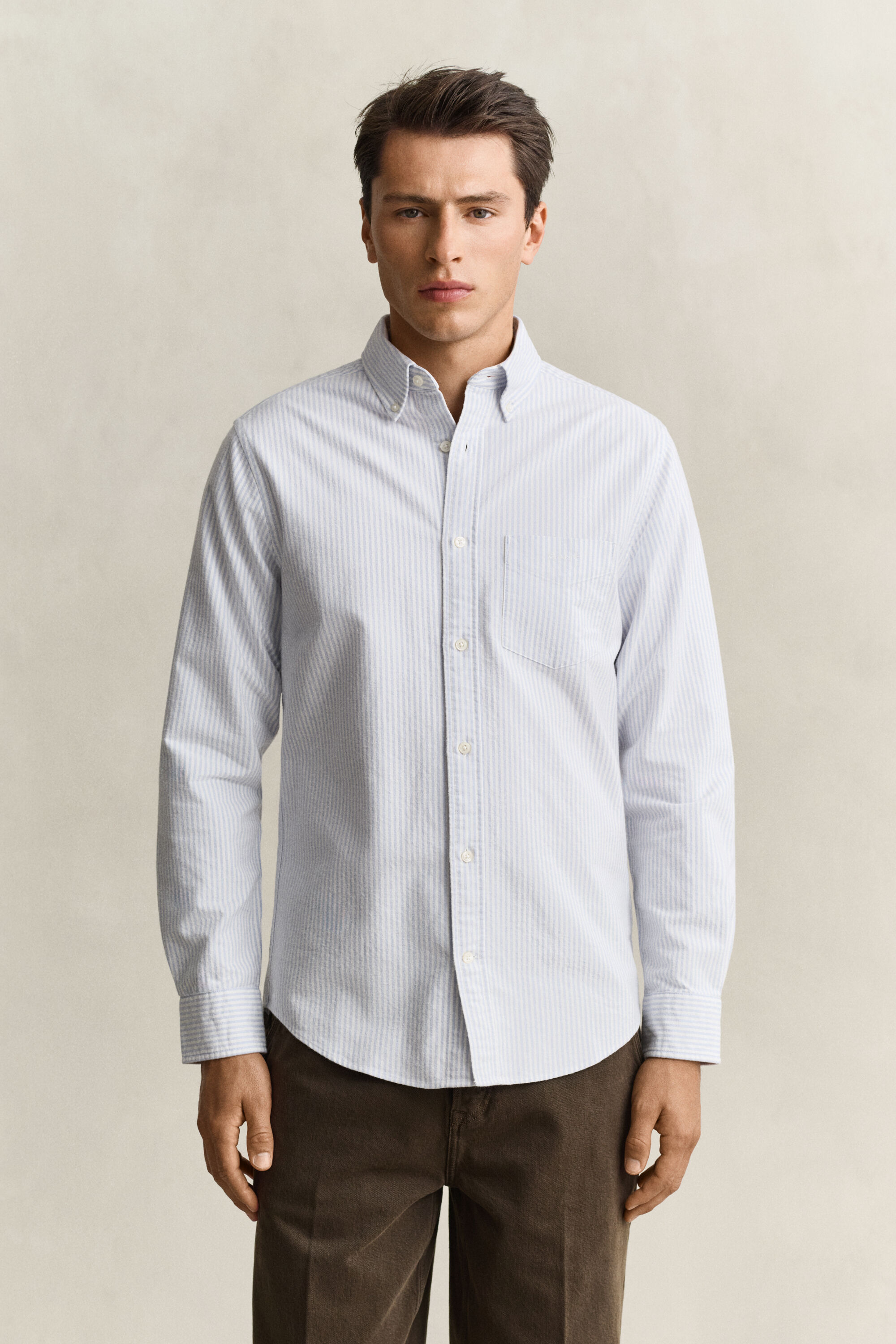 Camicia Oxford spazzolata a righe