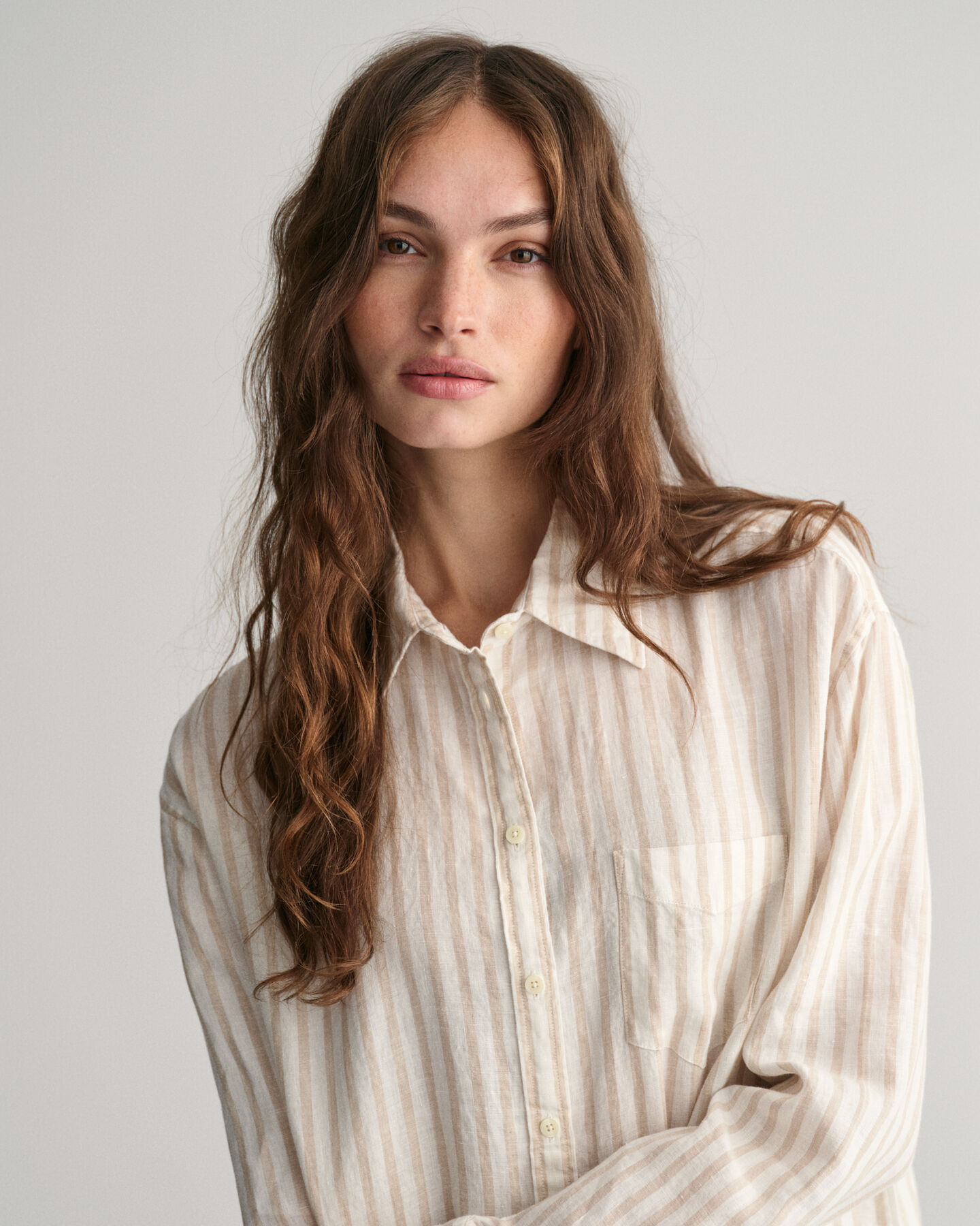 Camicia di lino a righe relaxed fit
