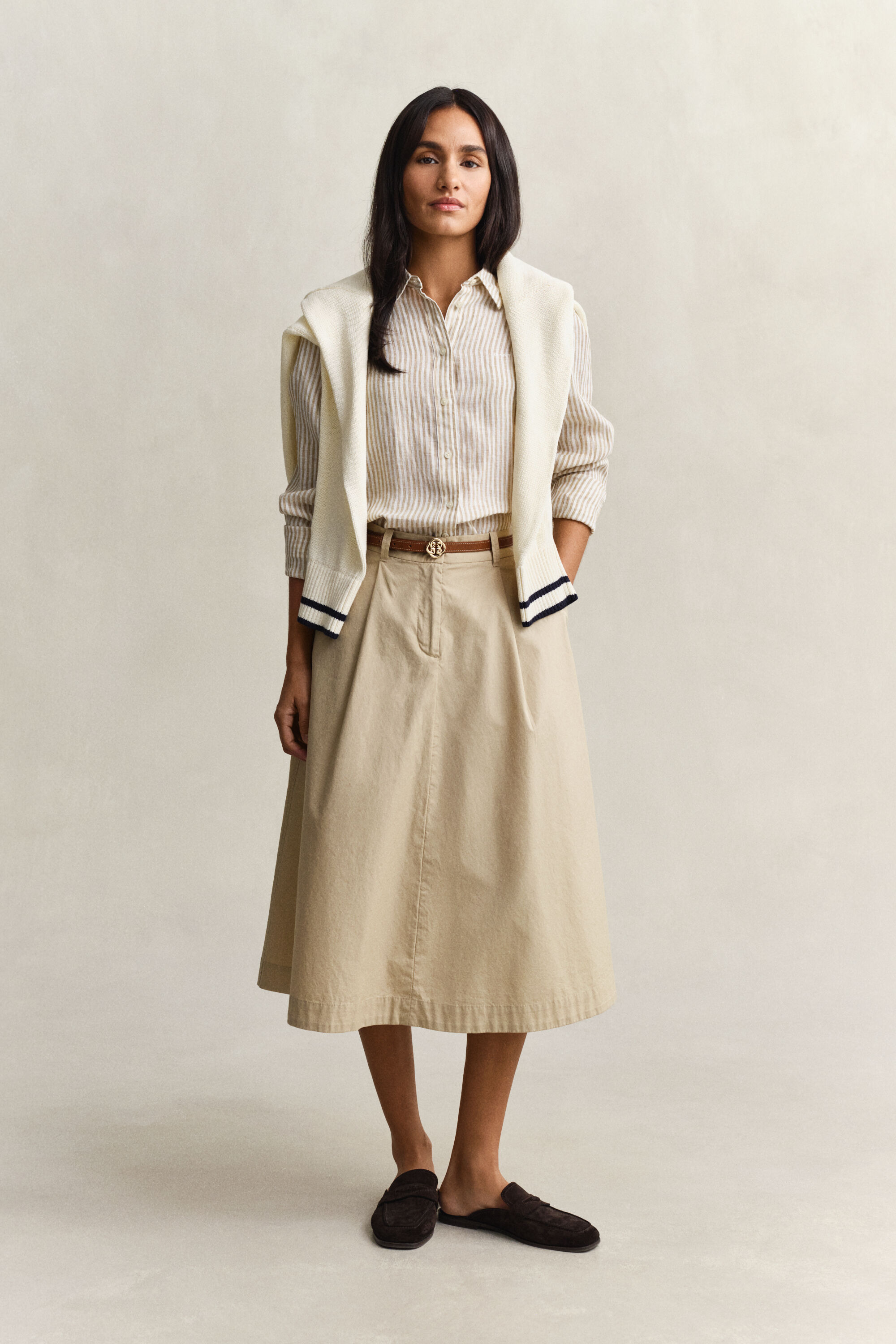 Camicia di lino a righe regular fit