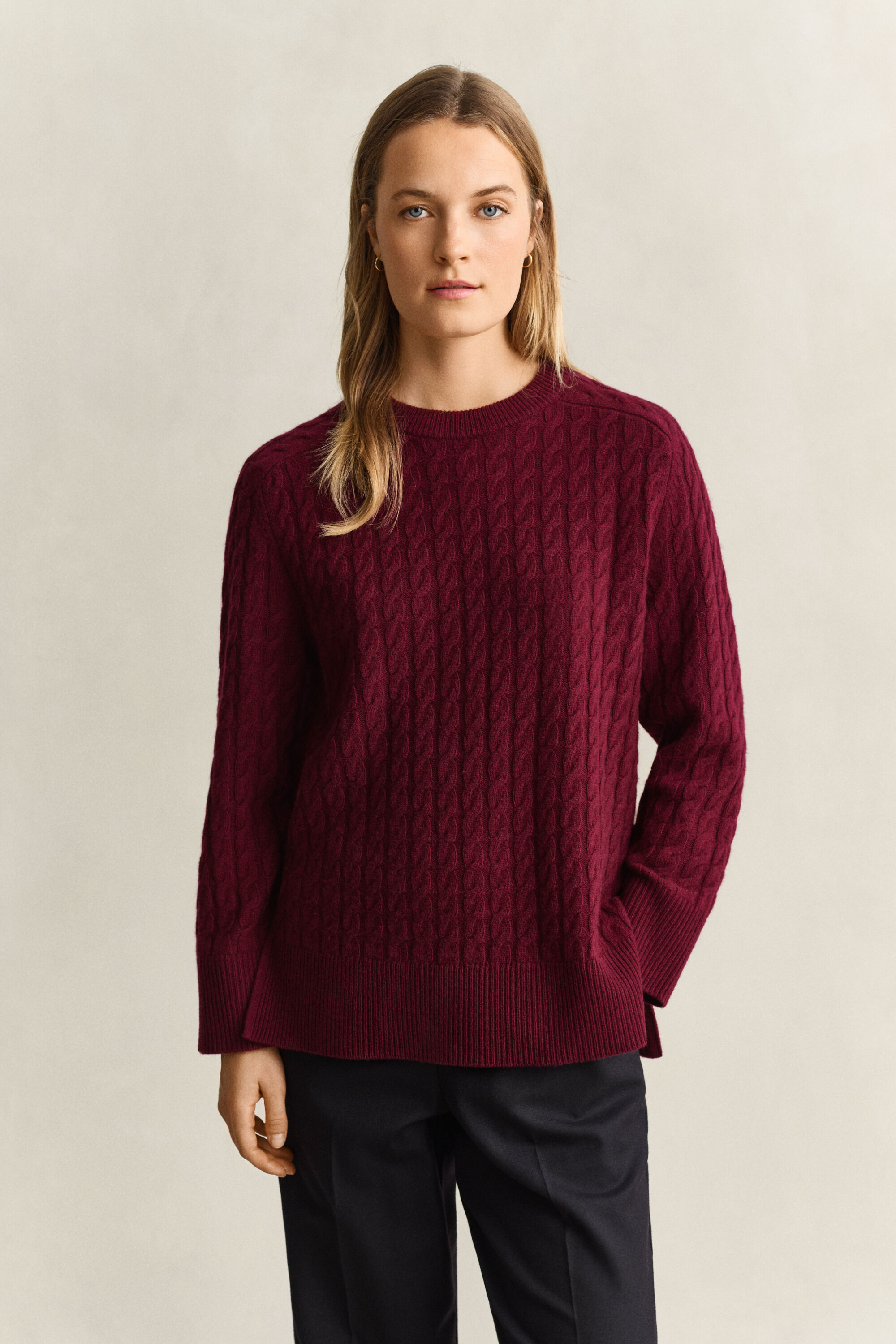 Maglia a trecce in cashmere e lana