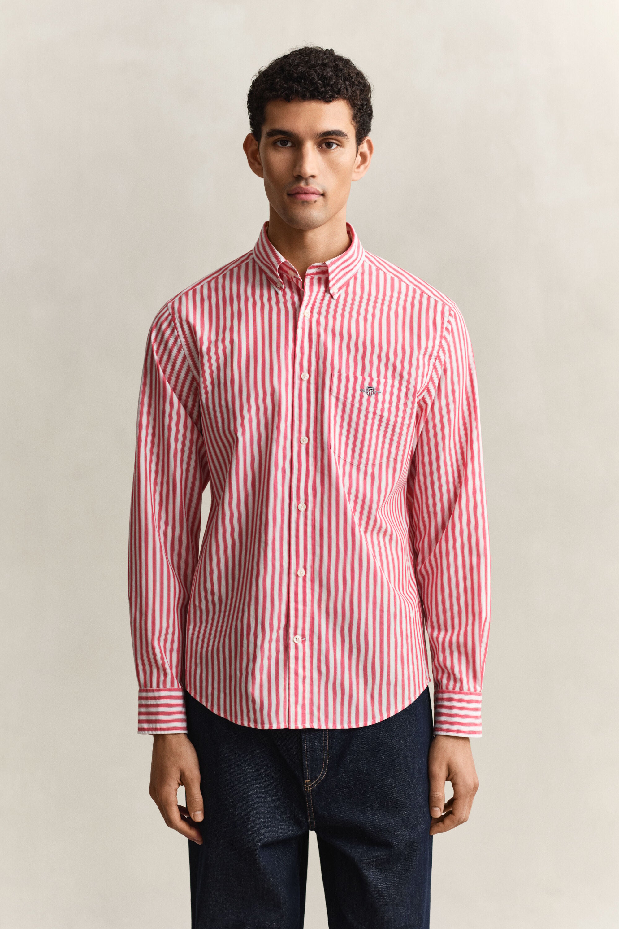 Camicia classica in popeline a righe