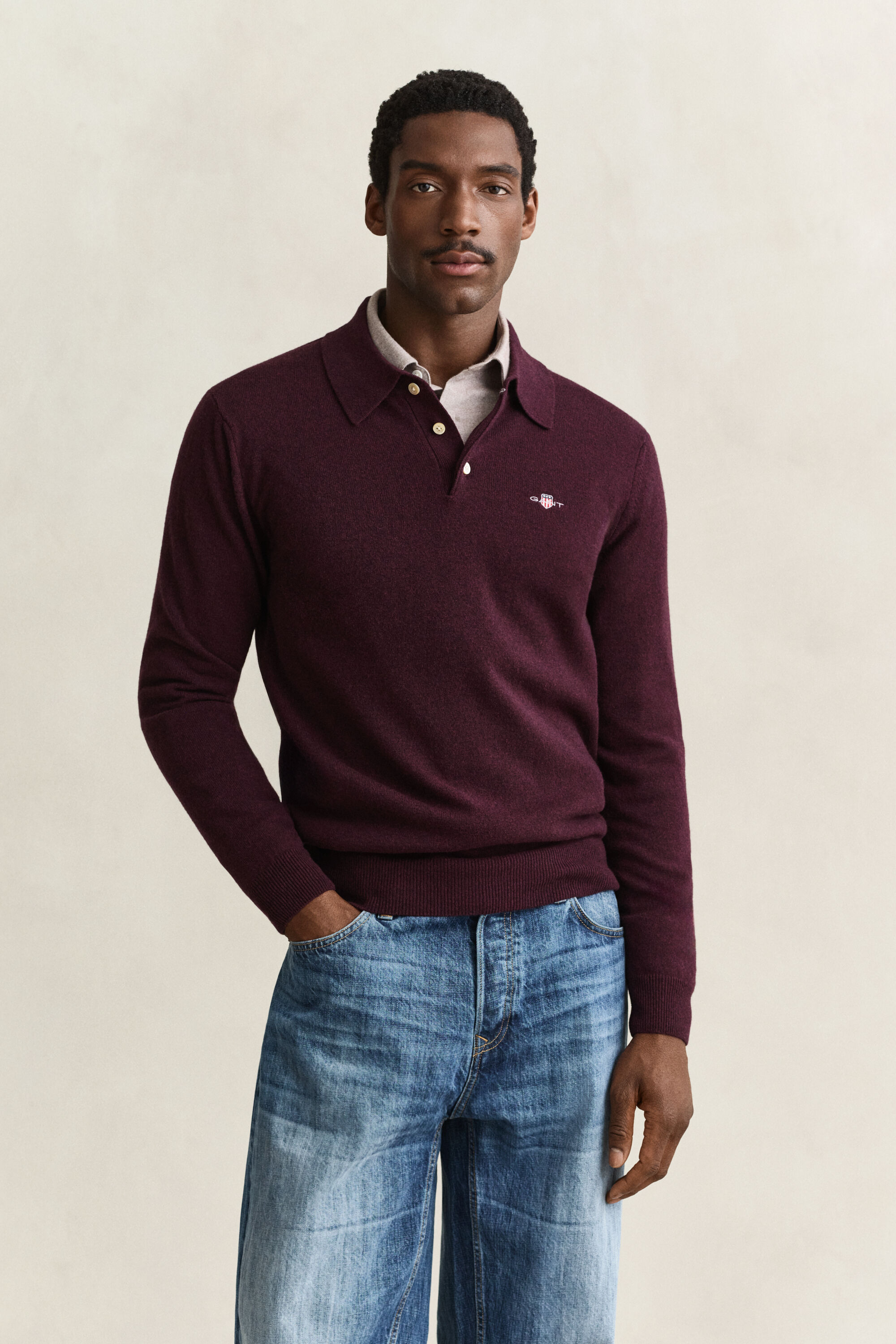 Maglia polo in finissima lana d’agnello