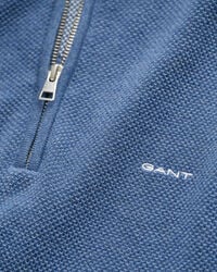 Maglia con zip corta in piqué di cotone