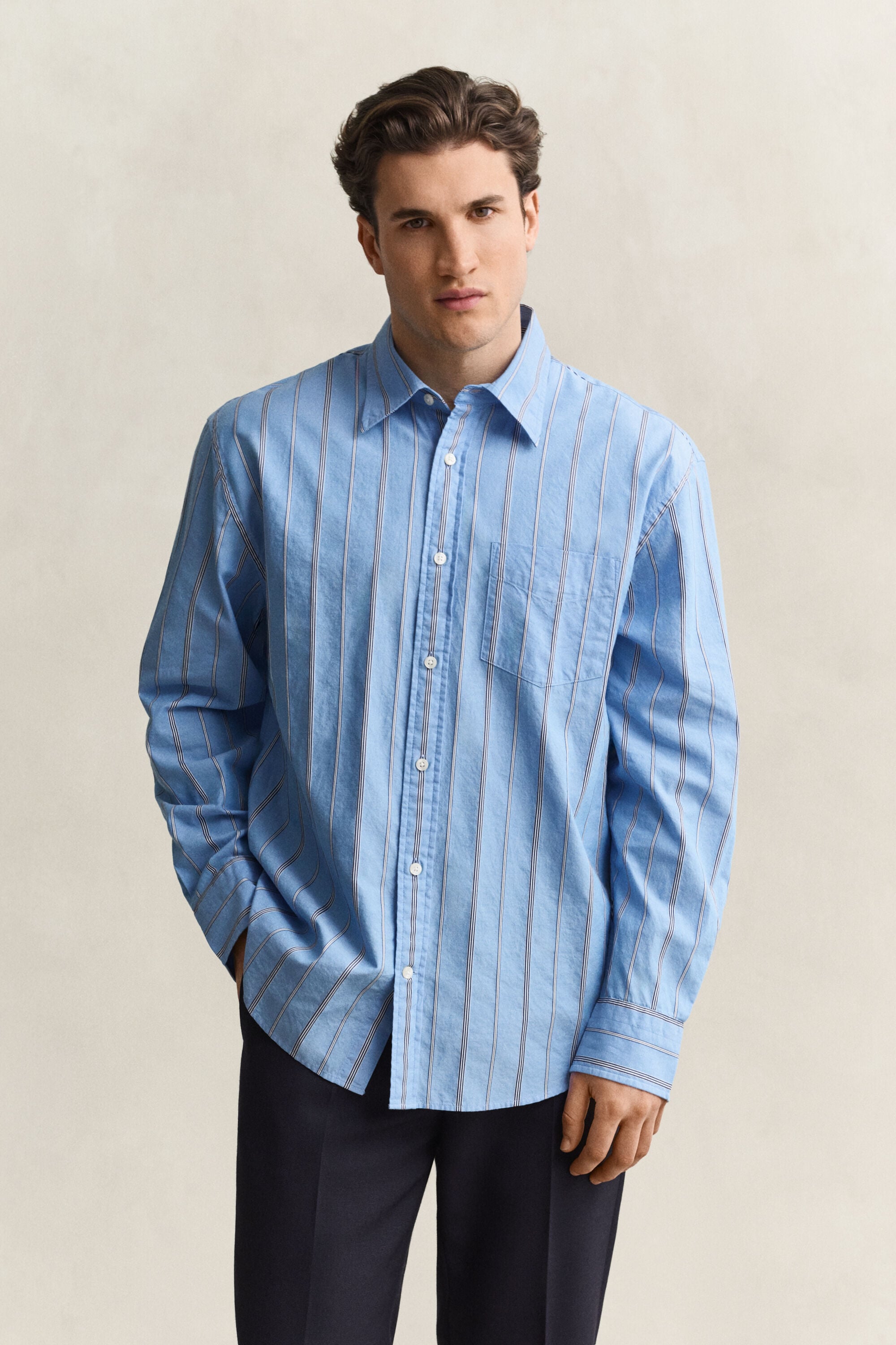 Camicia in tessuto a ratiera a righe relaxed fit