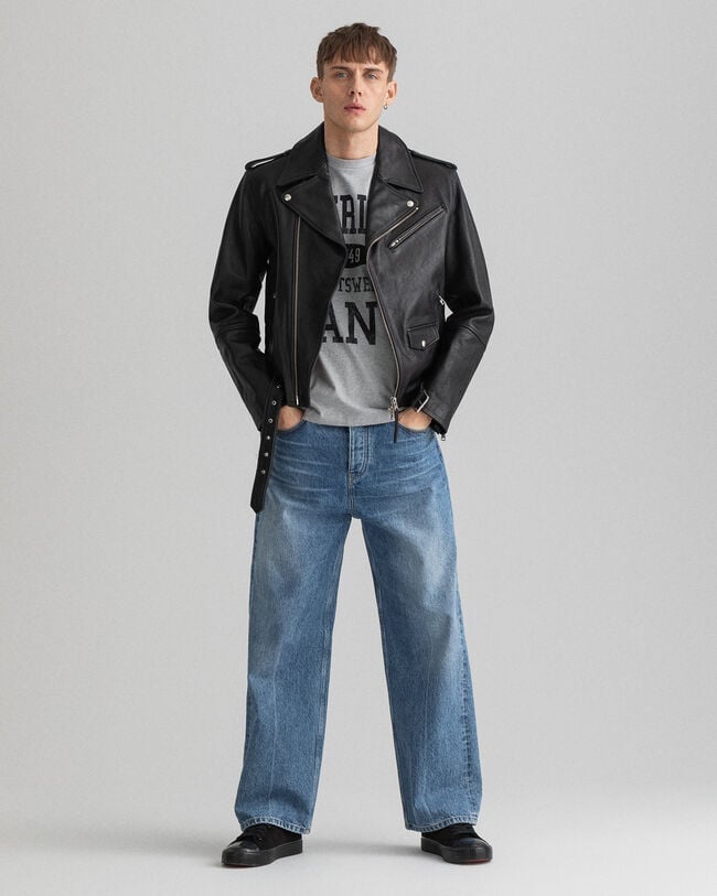 Giacca biker in pelle