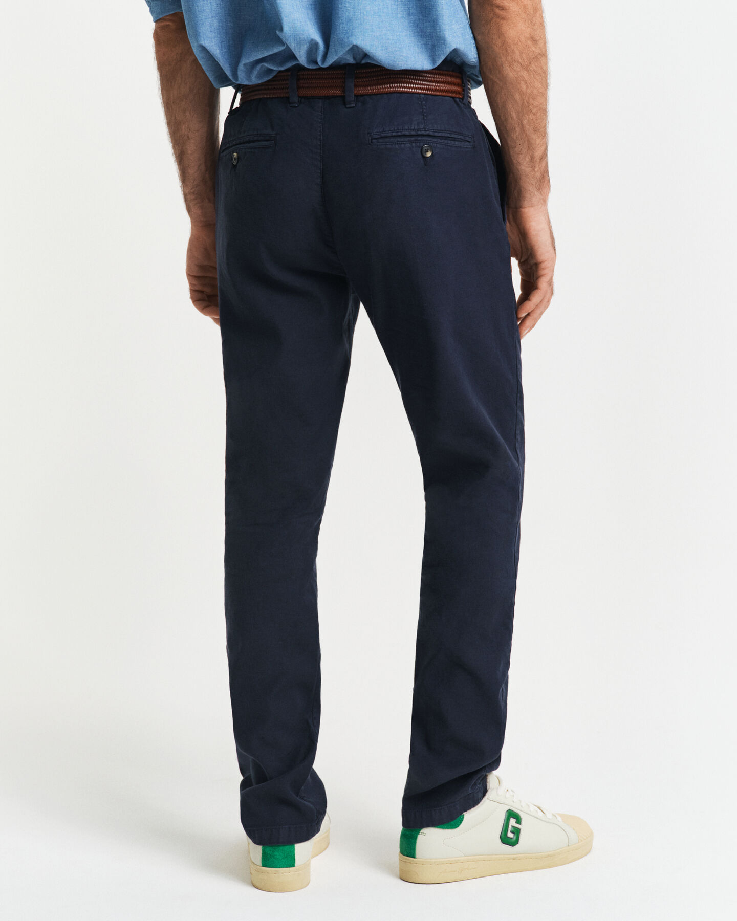 Pantaloni chino in lino e cotone slim fit