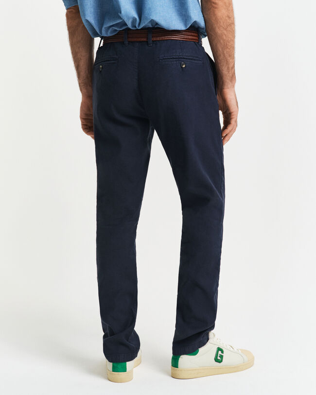 Pantaloni chino in lino e cotone slim fit