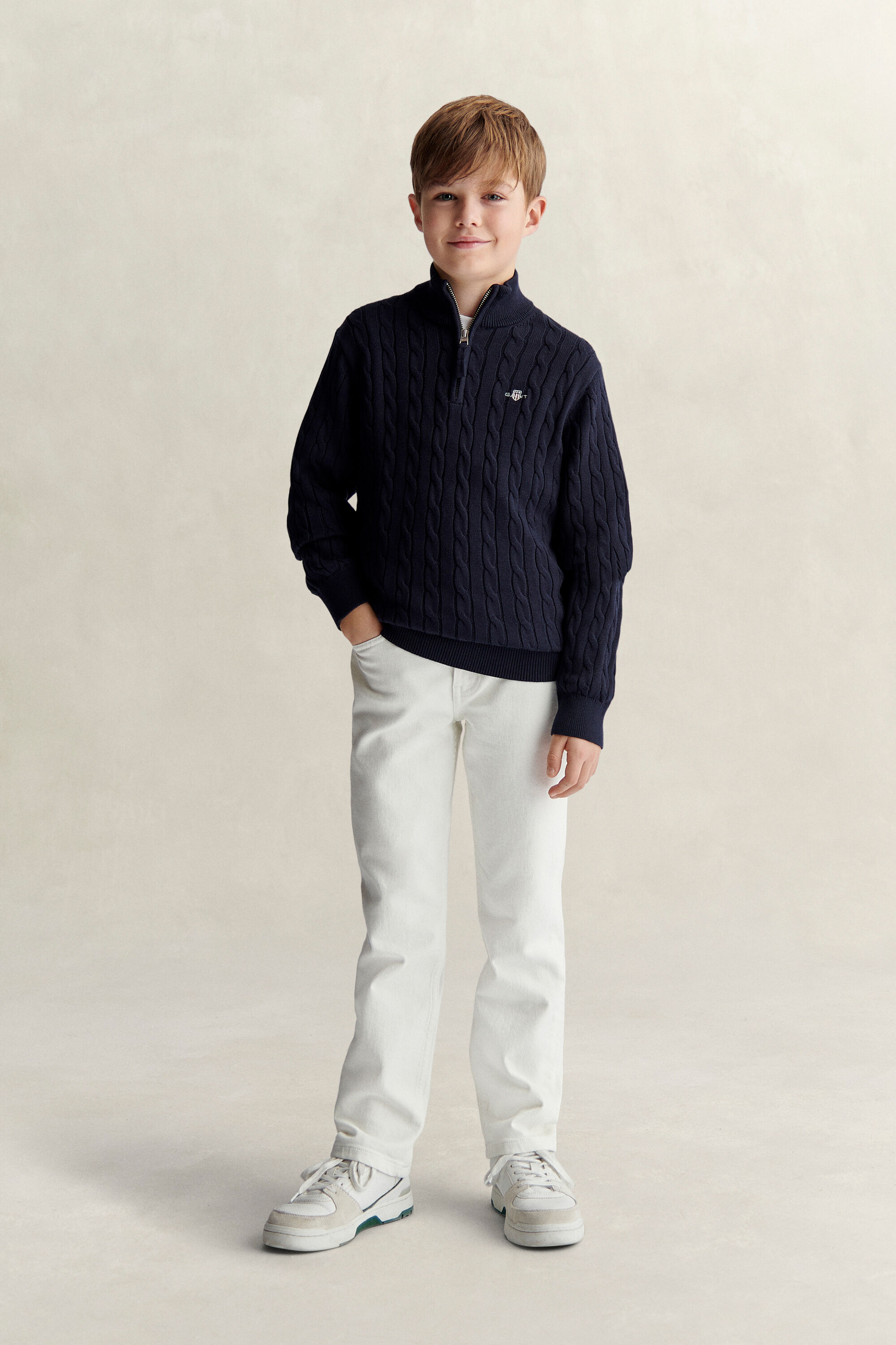 Maglia con zip corta a trecce Shield Teen Boys