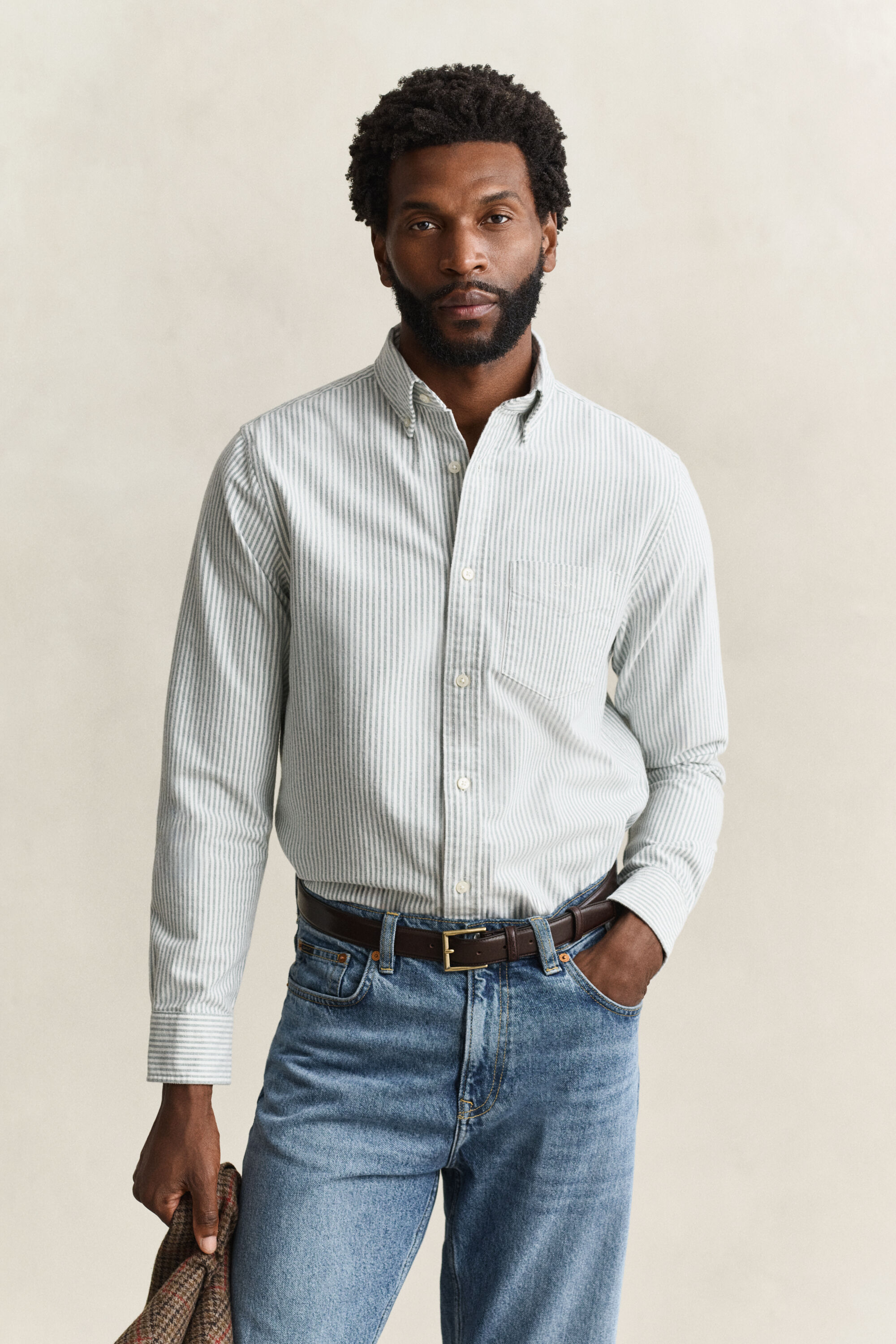 Camicia Oxford spazzolata a righe