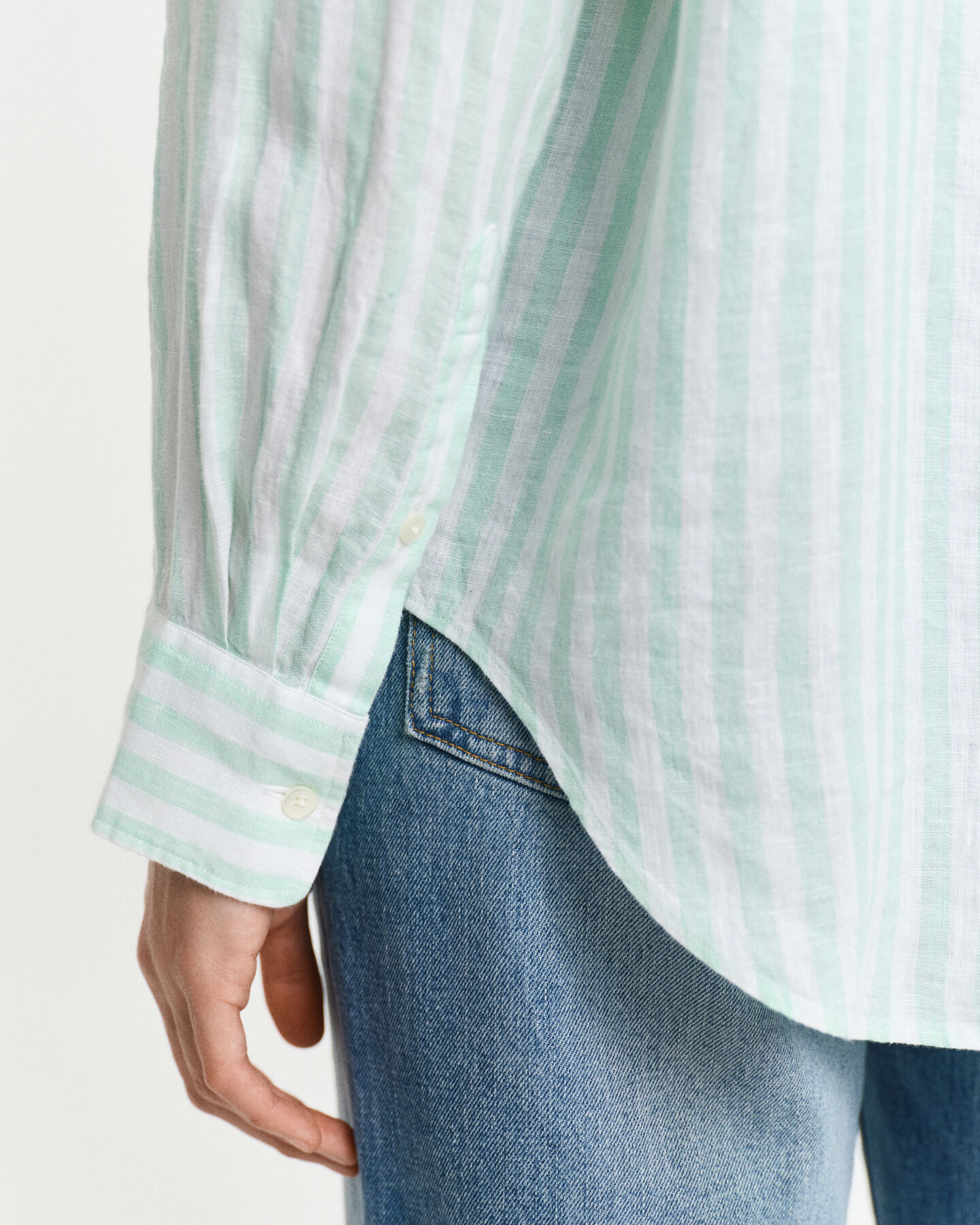 Camicia di lino a righe relaxed fit