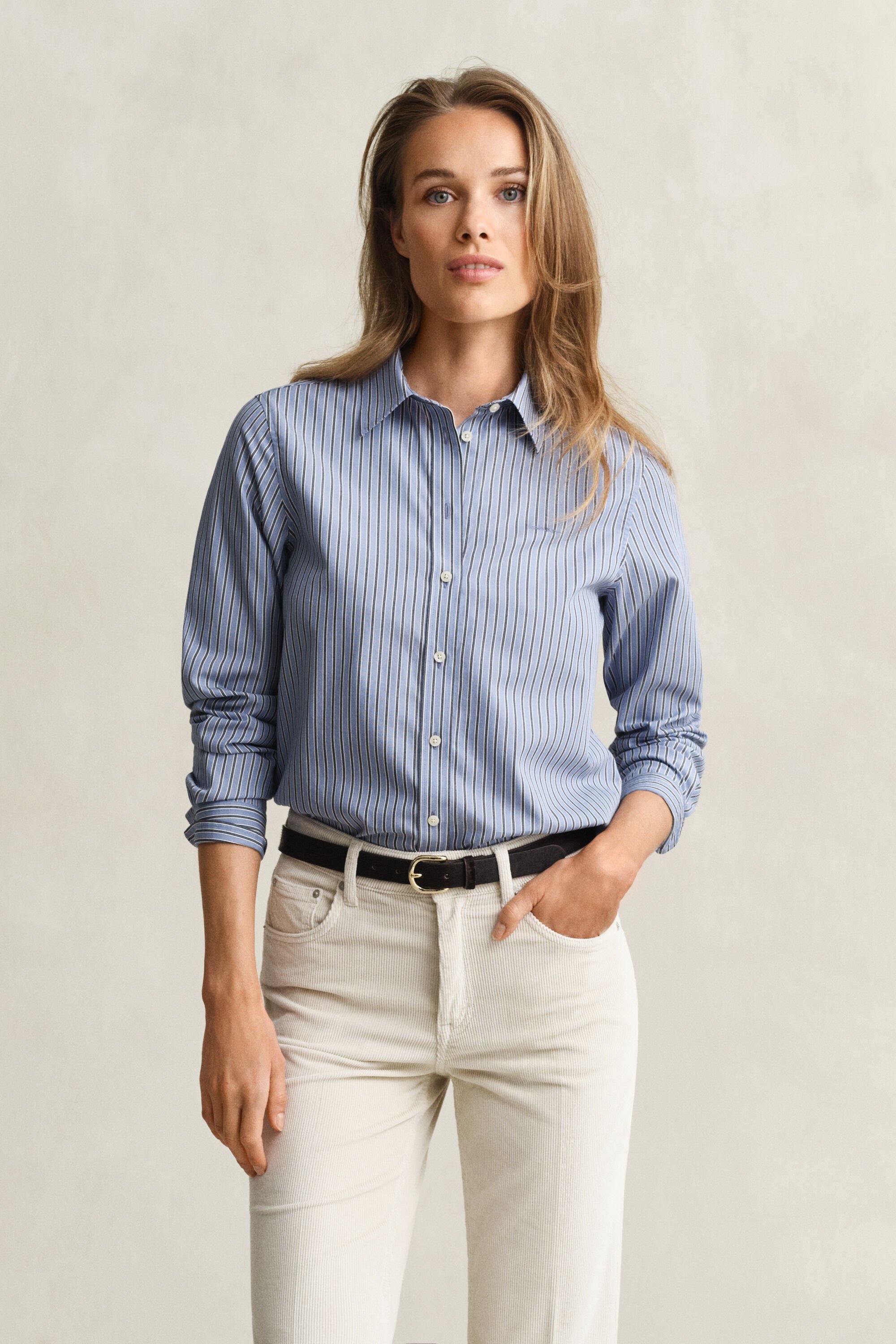 Camicia in popeline a righe regular fit