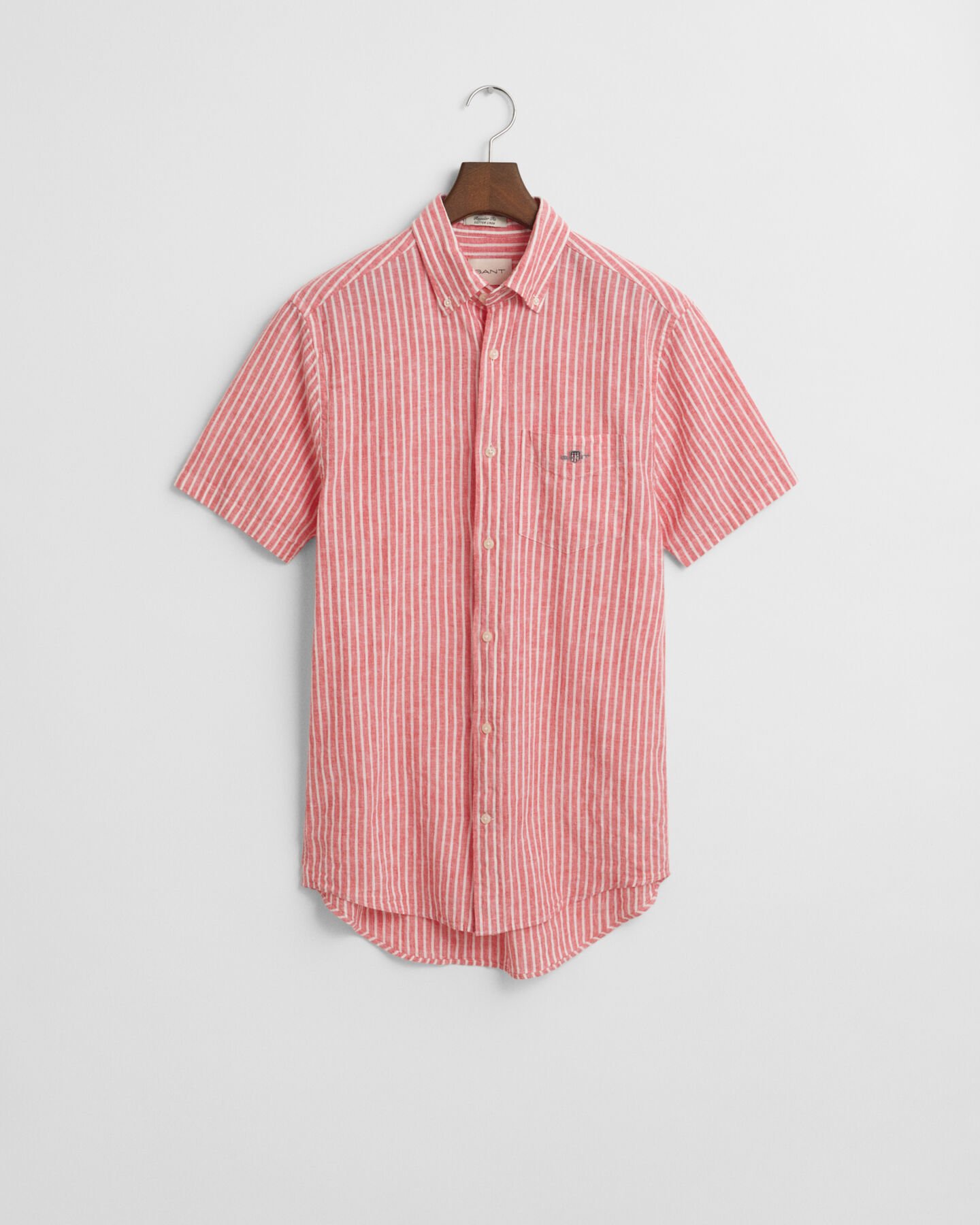 Camicia a maniche corte in misto cotone-lino regular fit