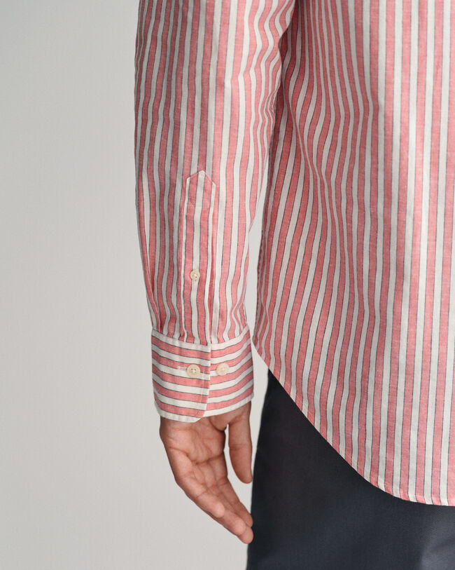 Camicia in misto cotone-lino a righe regular fit