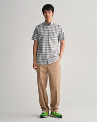 Camicia a maniche corte in popeline a quadretti regular fit