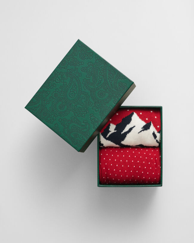 Confezione regalo da 2 paia di calzini con motivo a tema sci