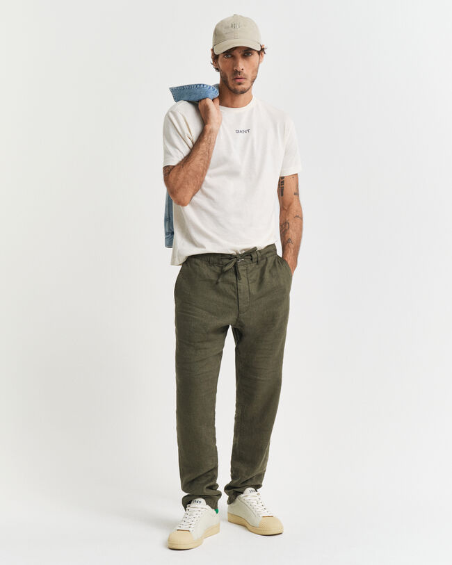 Pantaloni con coulisse in lino relaxed fit