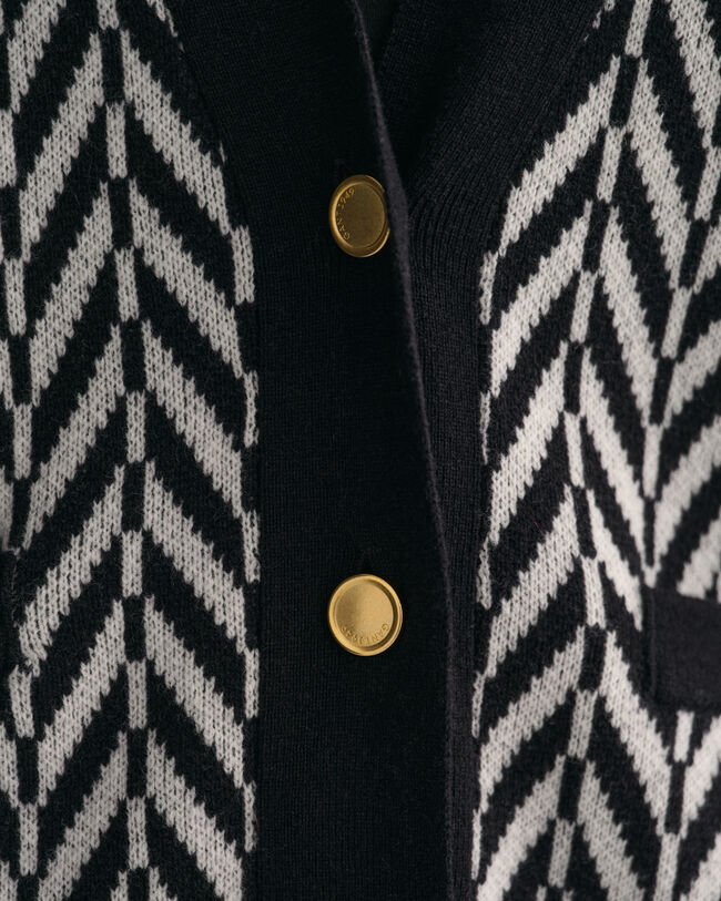 Cardigan con motivo a spina di pesce multicolore