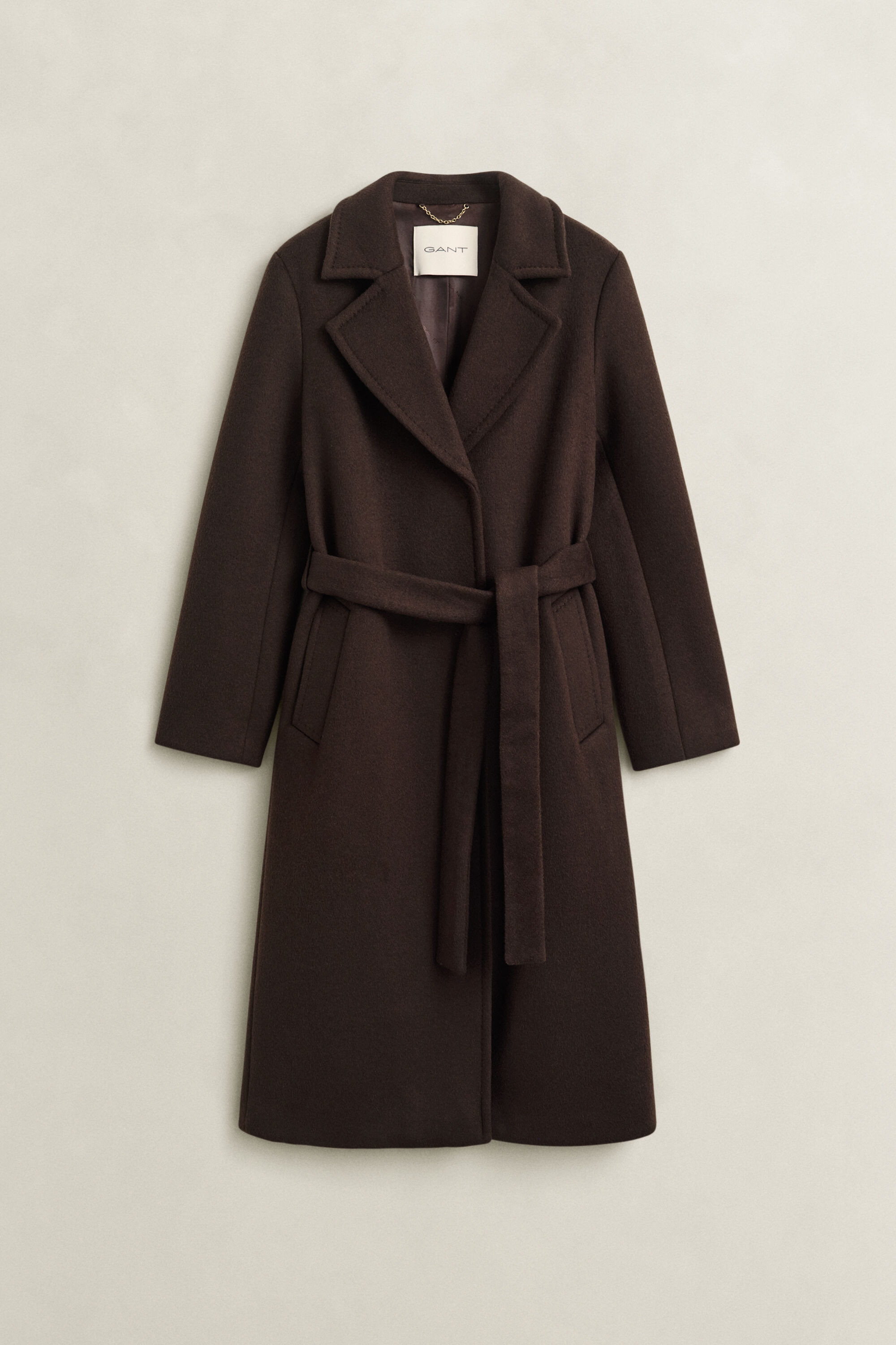Cappotto con cintura in misto lana