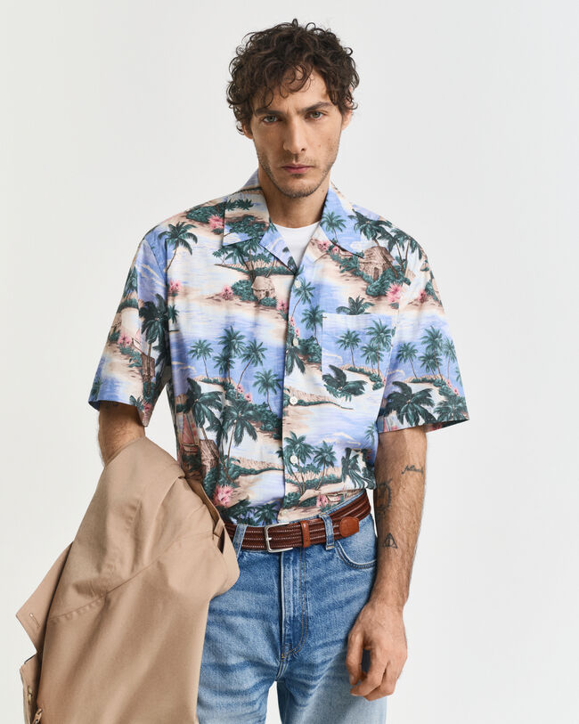 Camicia con stampa Resort Island relaxed fit