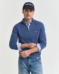 Maglia con zip corta in piqué di cotone