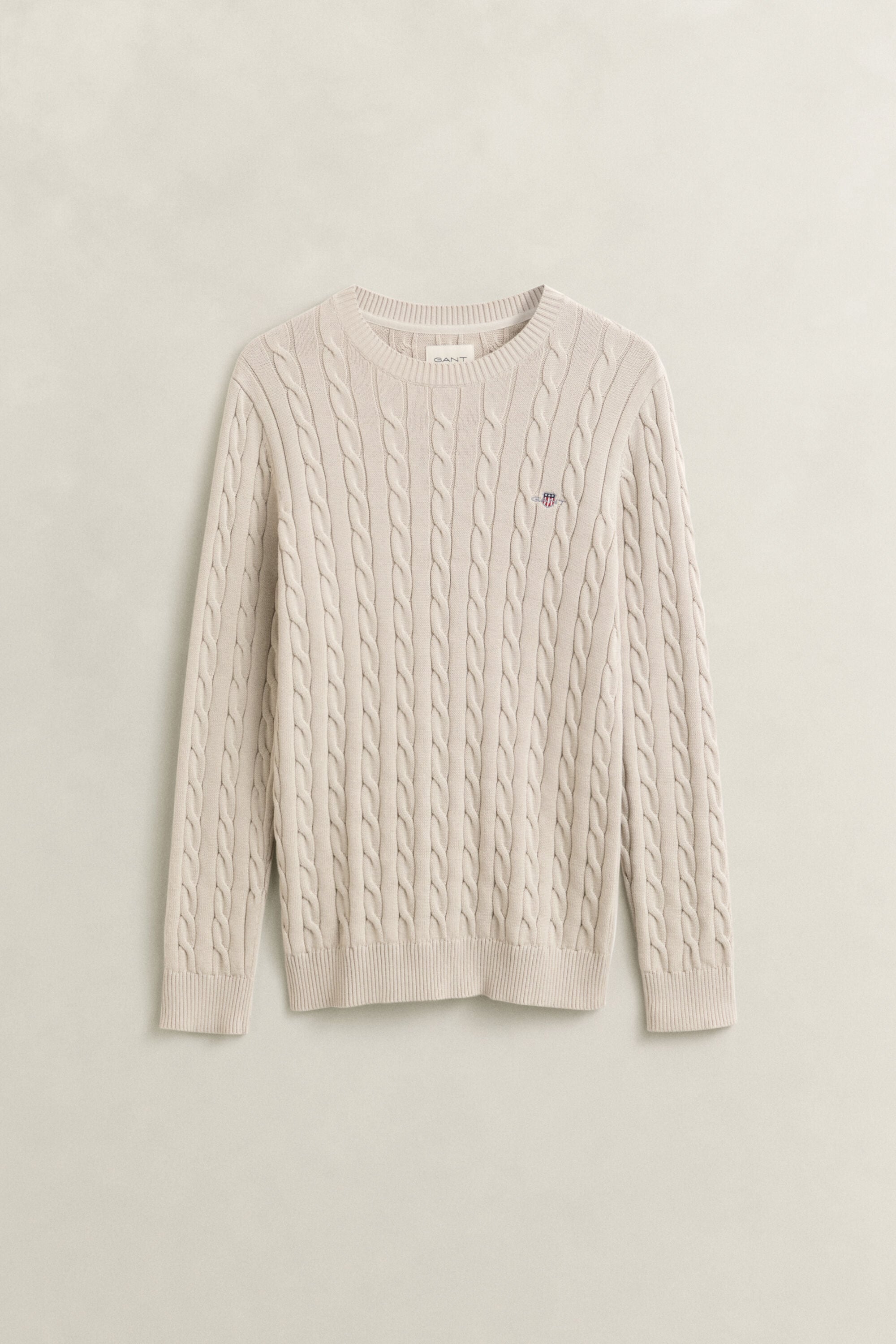 Maglia girocollo in cotone a trecce
