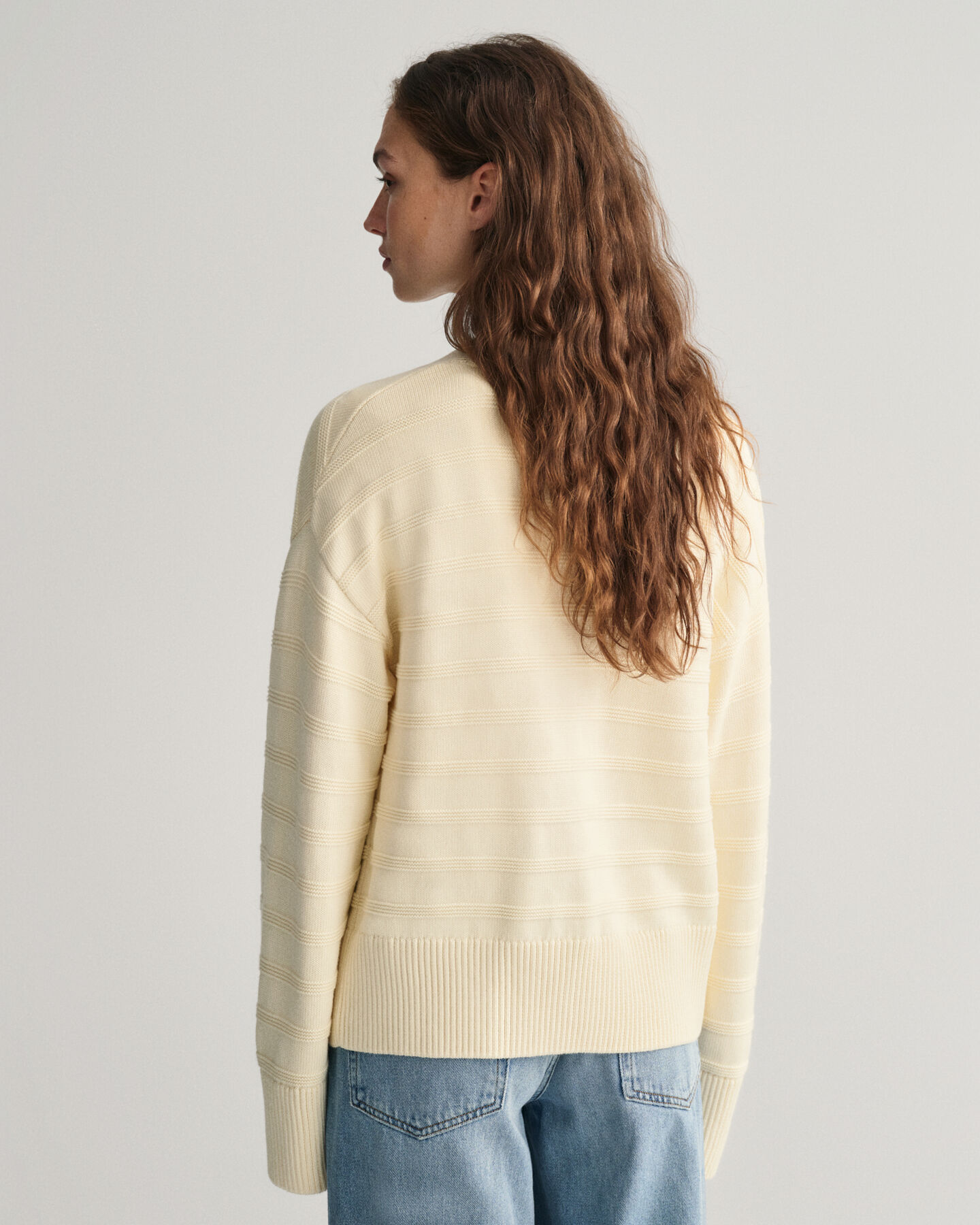 Cardigan in cotone a righe tono su tono