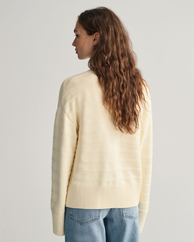 Cardigan in cotone a righe tono su tono