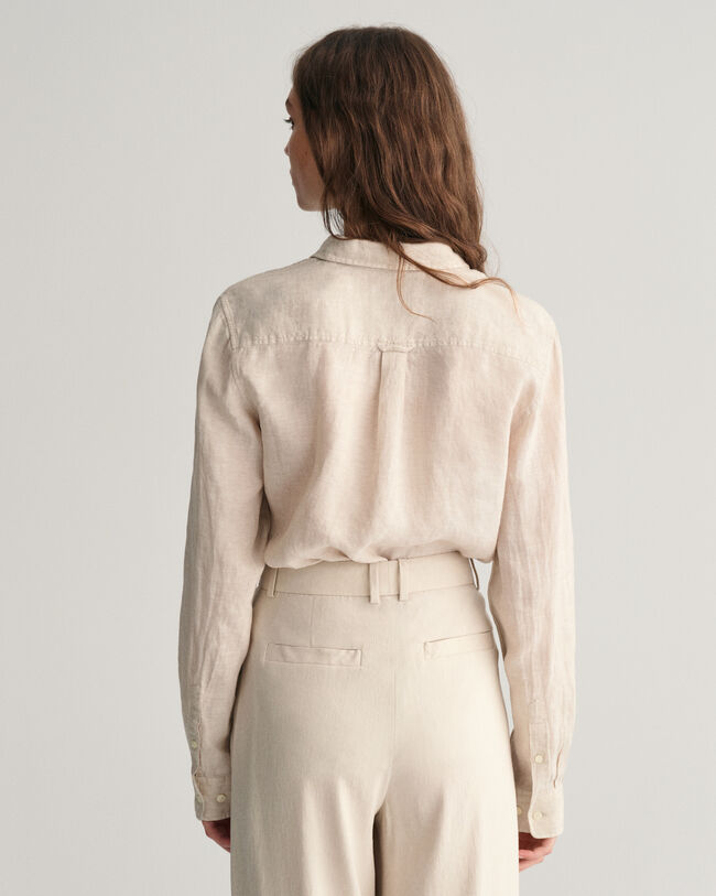 Camicia di lino a quadri in chambray regular fit