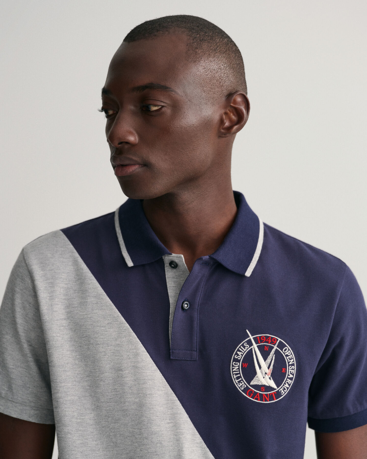 Polo Sail Graphic in piqu&eacute; e blocco diagonale