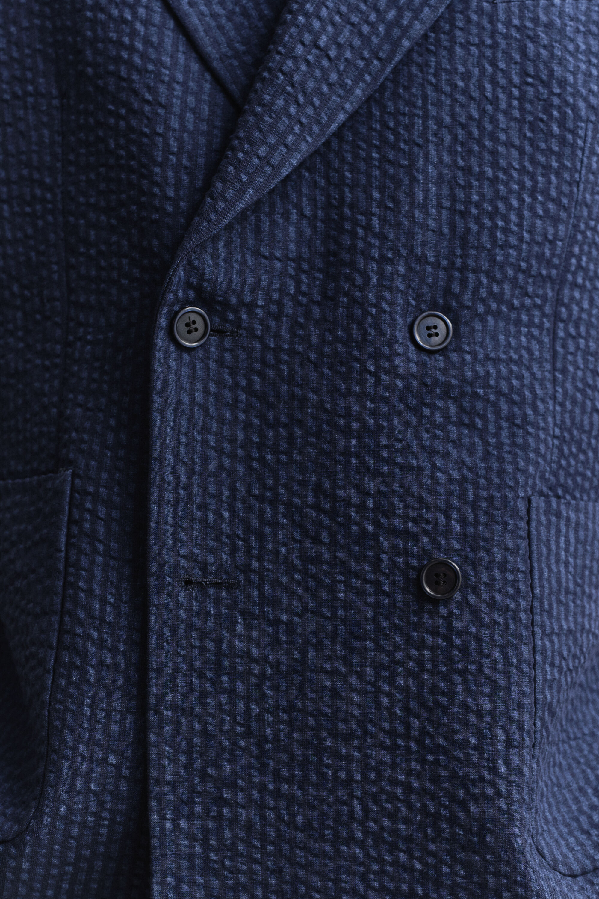 Giacca da abito in seersucker indaco