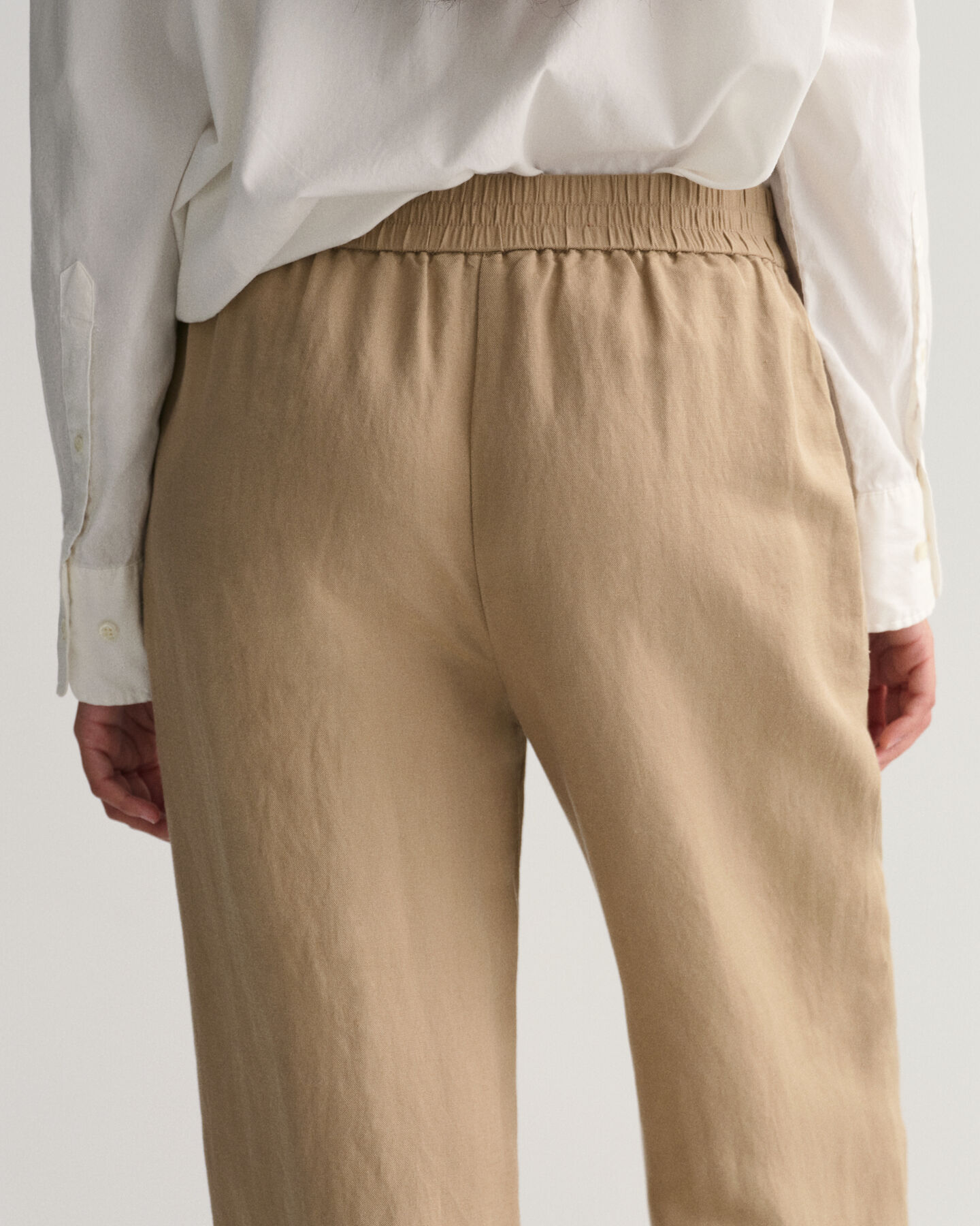 Pantaloni pull-on in lino-viscosa
