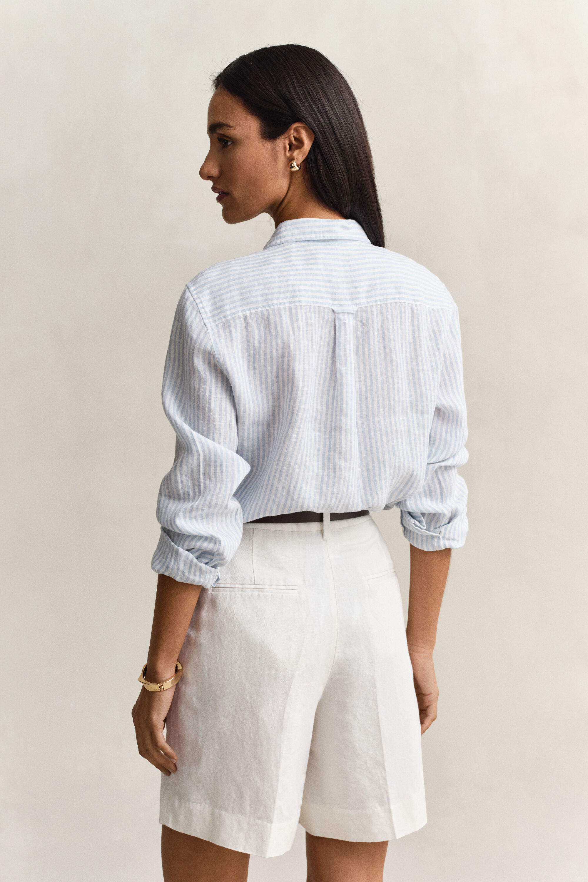 Camicia di lino a righe regular fit