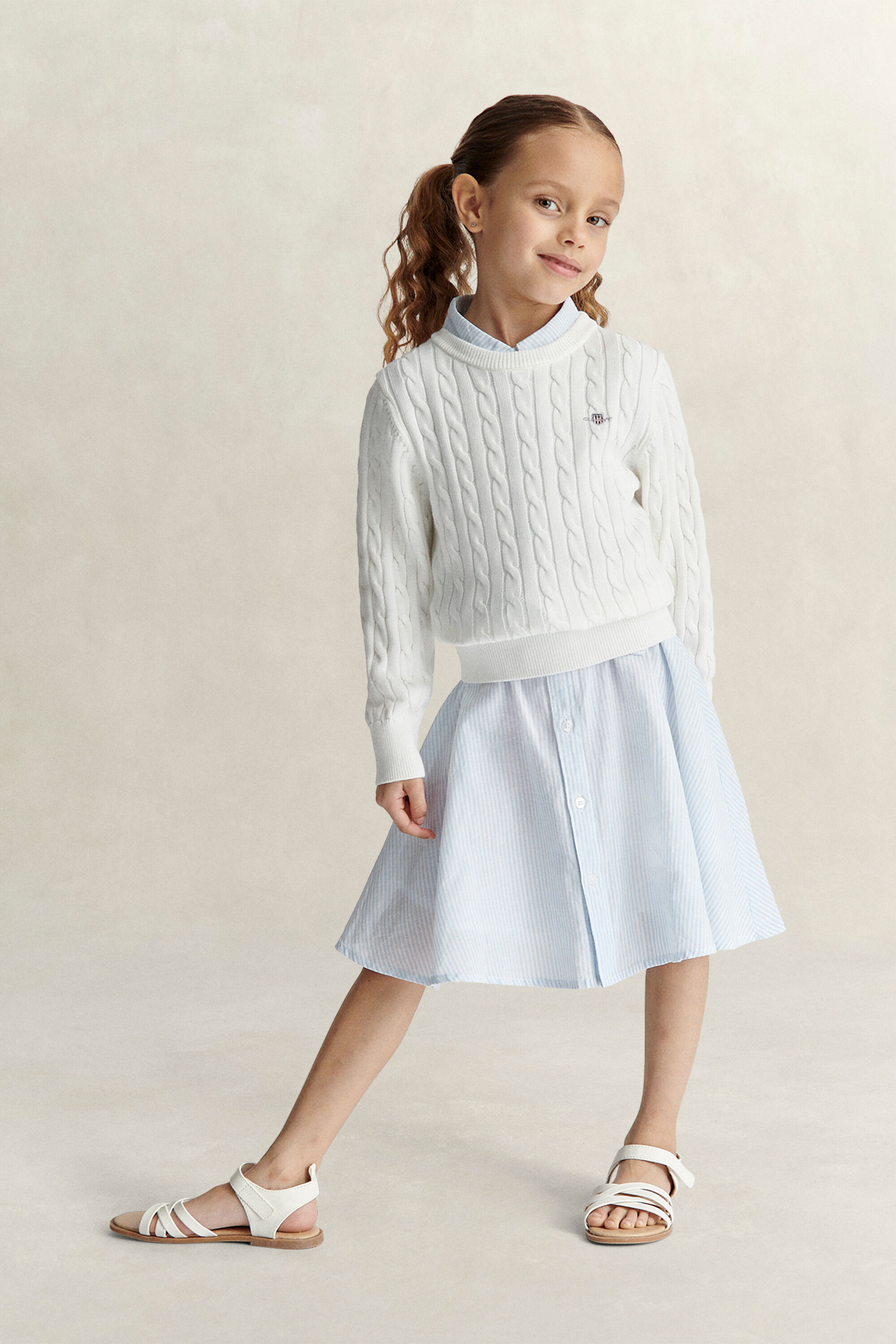Maglia lavorata in cotone a trecce Shield Girls