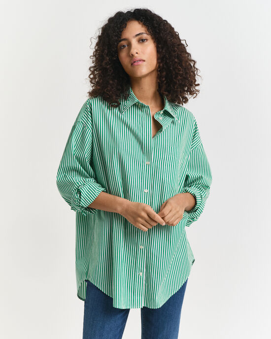 Camicia classica in popeline a righe oversize