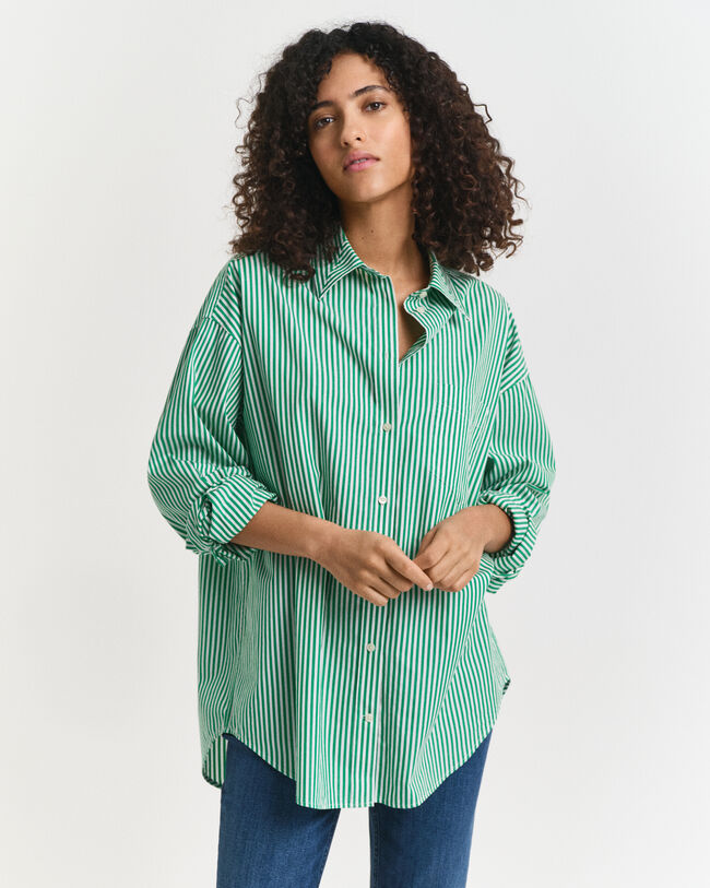 Camicia classica in popeline a righe oversize