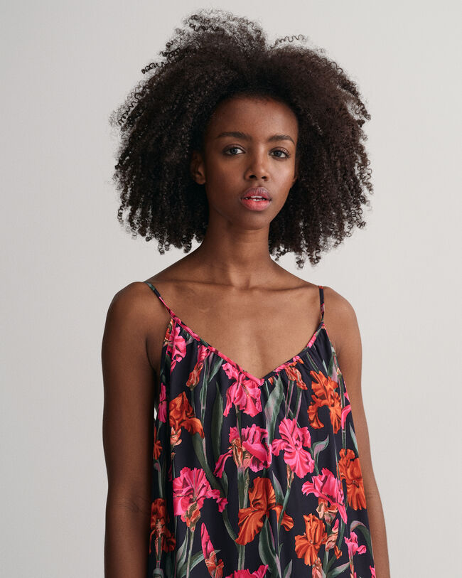 Abito maxi con stampa e spalline sottili