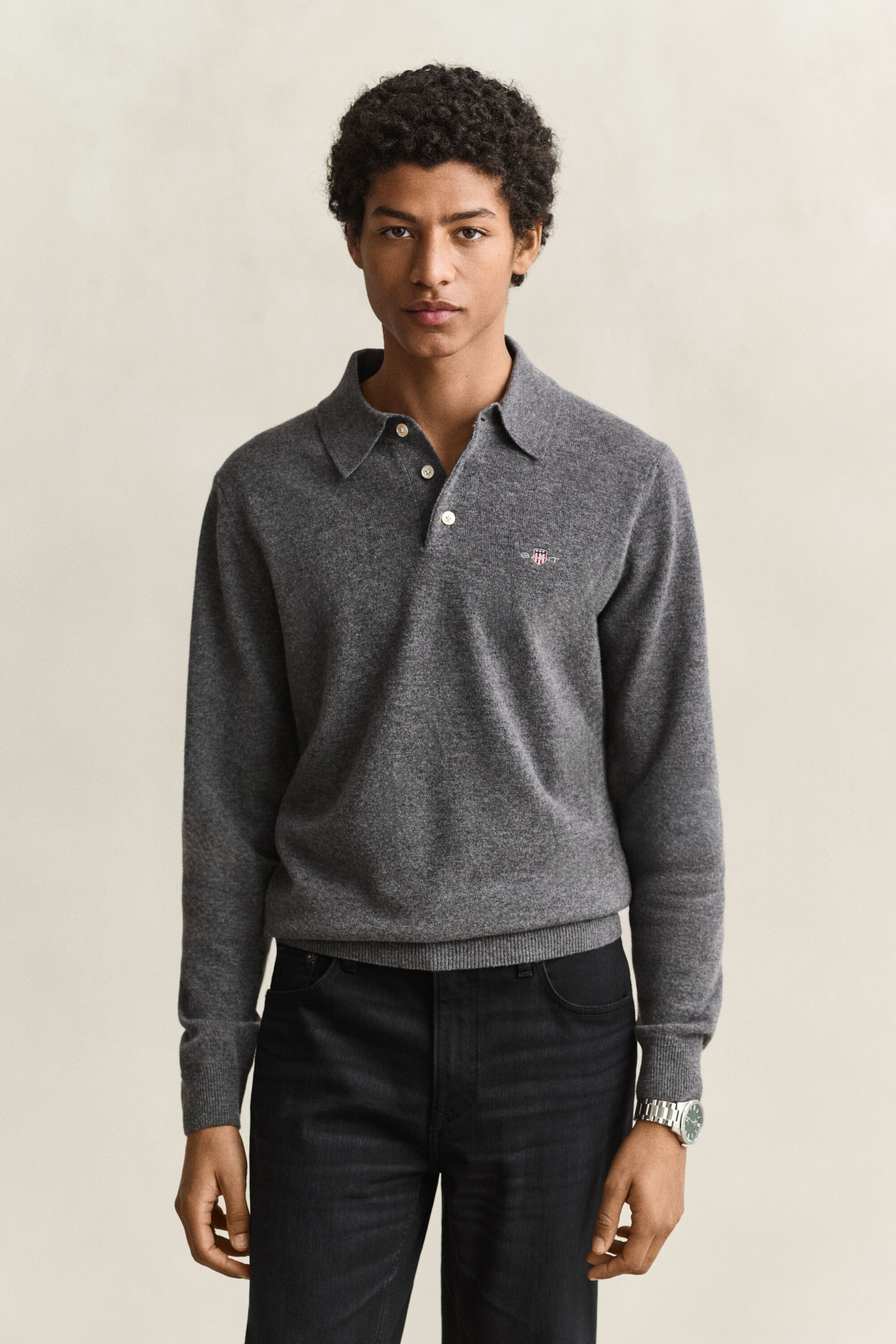 Maglia polo in finissima lana d’agnello