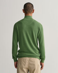 Maglia in piqu&eacute; di cotone con zip corta