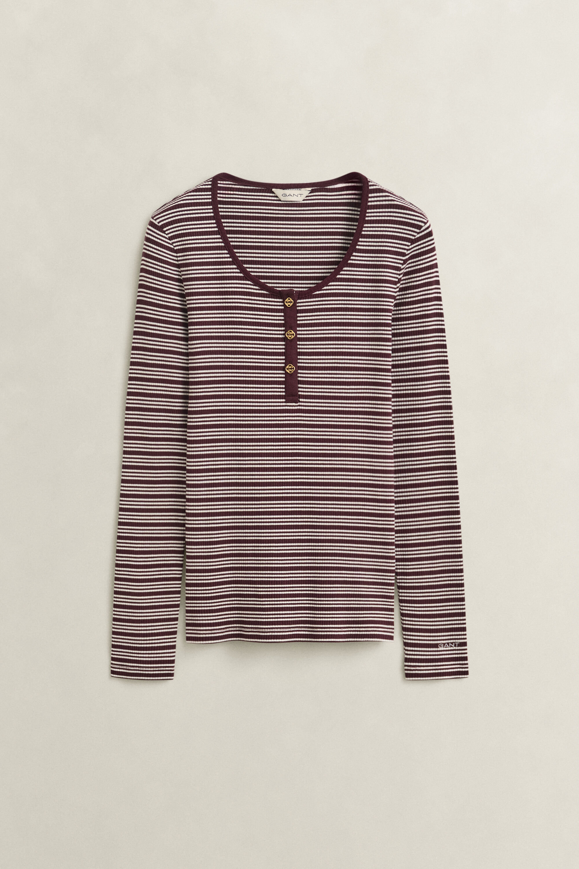 Maglia Henley a coste a maniche lunghe