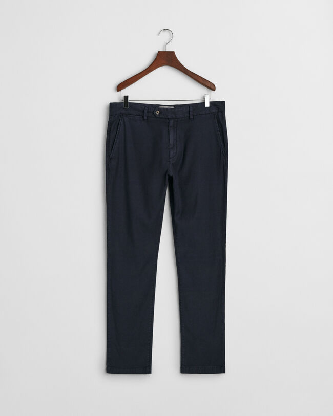 Pantaloni chino in lino e cotone slim fit
