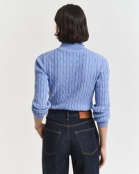 Maglia a collo alto in cotone elasticizzato a trecce