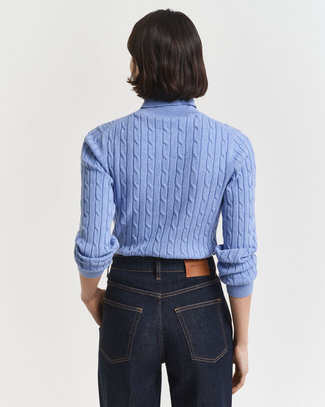 Maglia a collo alto in cotone elasticizzato a trecce